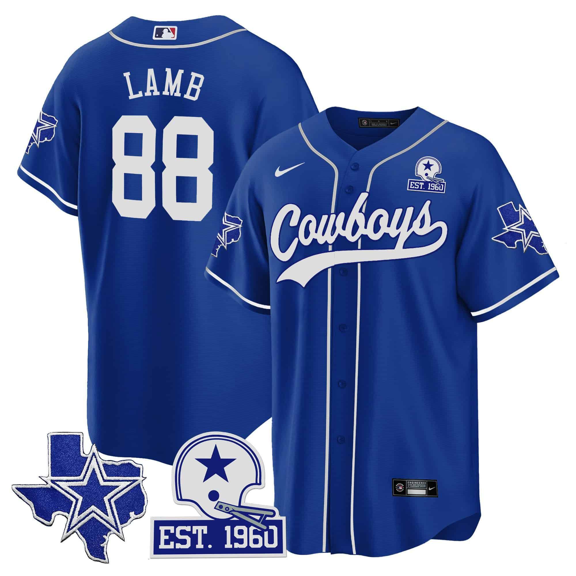 Men Dallas Cowboys #88 Lamb Blue 2024 Nike Patch Baseball NFL Jersey